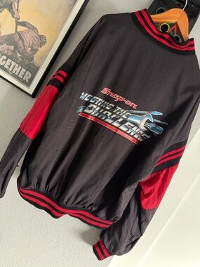 Snap-on Black & Red Racing-Inspired Bomber Jacket